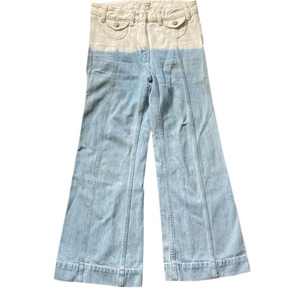 Ulla Johnson Martyna Ombre Cream Blue Denim Wide Leg Crop Flare Jean, Size 2 - Picture 7 of 8